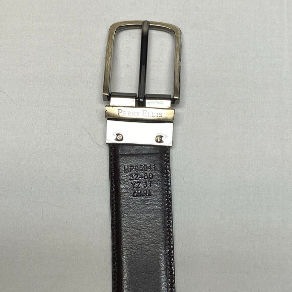 Perry Ellis Twist Buckle Reversible Dress Belt Black & Brown Classic Style - Picture 9 of 9